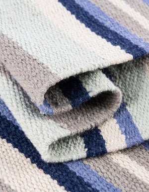 Aqua Blue and Gray 7' 10 x 7' 10 Flatweave Cotton Dhurrie Square Area Rug 100% Chenille All Natural Carpet for Living Rooms, Dining Rooms, Entryway, Foyer for Sale at Rug Engine