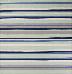 Aqua Blue and Gray 7' 10 x 7' 10 Flatweave Cotton Dhurrie Square Area Rug 100% Chenille All Natural Carpet for Living Rooms, Dining Rooms, Entryway, Foyer for Sale at Rug Engine