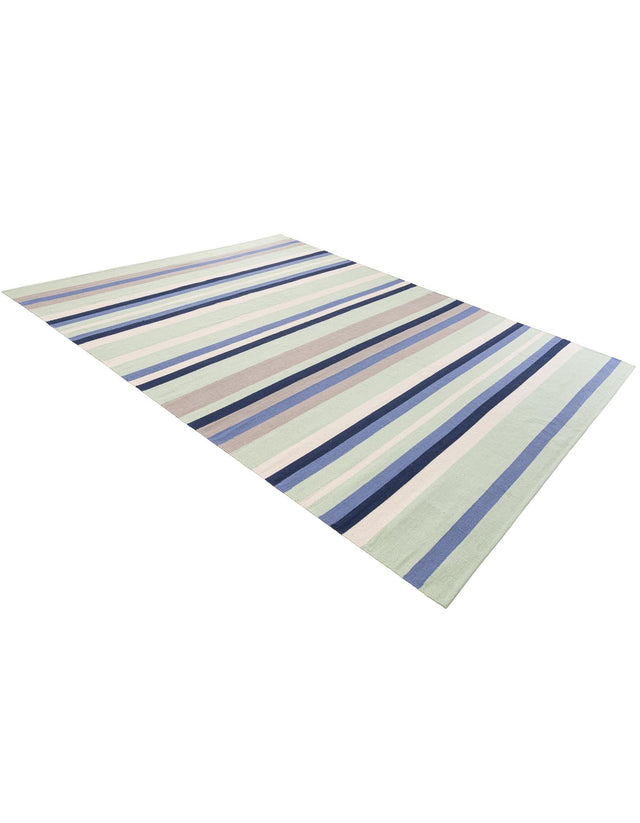 Aqua Blue and Gray 7' 10 x 10' Flatweave Cotton Dhurrie Rectangle Area Rug 100% Chenille All Natural Carpet for Living Rooms, Dining Rooms, Entryway, Foyer for Sale at Rug Engine