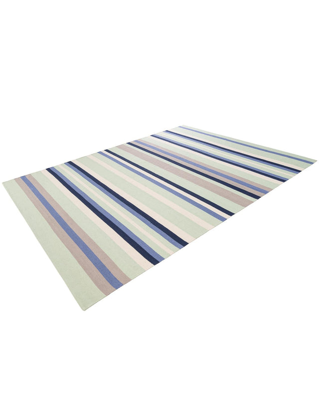 Aqua Blue and Gray 7' 10 x 10' Flatweave Cotton Dhurrie Rectangle Area Rug 100% Chenille All Natural Carpet for Living Rooms, Dining Rooms, Entryway, Foyer for Sale at Rug Engine
