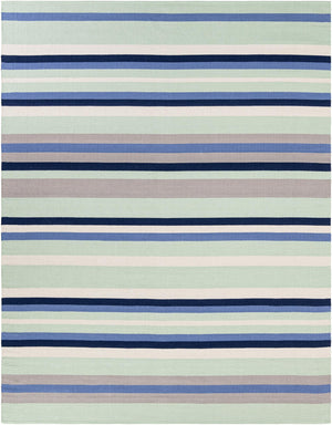 Aqua Blue and Gray 7' 10 x 10' Flatweave Cotton Dhurrie Rectangle Area Rug 100% Chenille All Natural Carpet for Living Rooms, Dining Rooms, Entryway, Foyer for Sale at Rug Engine