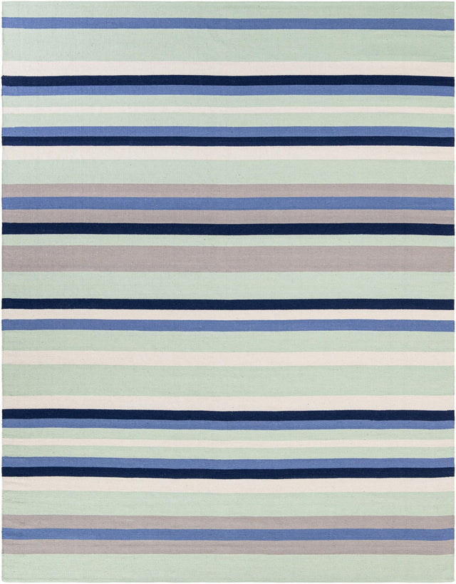 Aqua Blue and Gray 7' 10 x 10' Flatweave Cotton Dhurrie Rectangle Area Rug 100% Chenille All Natural Carpet for Living Rooms, Dining Rooms, Entryway, Foyer for Sale at Rug Engine