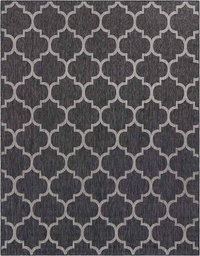 Black 7' 10 x 10' Outdoor Trellis Rectangle Area Rug Weather Resistant for Patio, Deck, Terrace, Balcony, Porch Geometric Design Water Safe Outside Carpet for Sale at Rug Engine