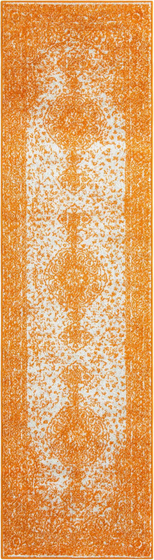 Orange 2' 7 x 10' Bromley Runner Area Rug 100% Polypropylene With Cotton Backing Vintage Distressed Colorful Traditional Carpet for Living Dining Rooms Offices for Sale at Rug Engine