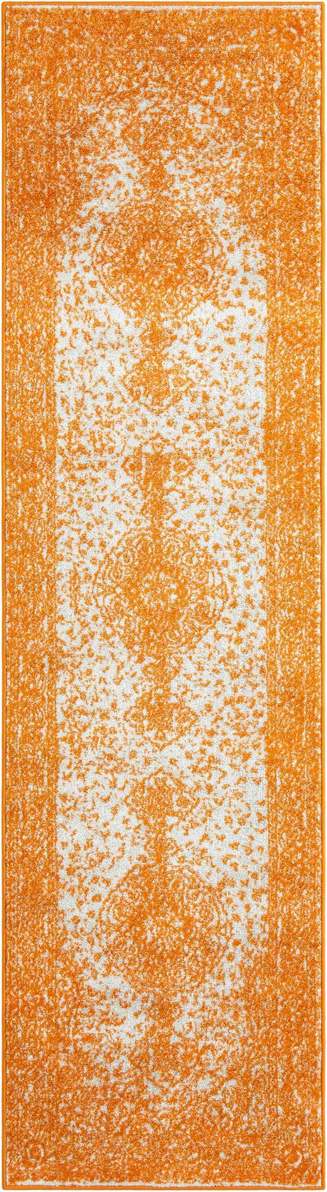 Orange 2' 7 x 10' Bromley Runner Area Rug 100% Polypropylene With Cotton Backing Vintage Distressed Colorful Traditional Carpet for Living Dining Rooms Offices for Sale at Rug Engine