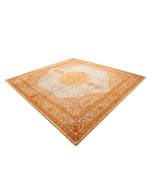 Orange 10' x 10' Bromley Square Area Rug 100% Polypropylene With Cotton Backing Vintage Distressed Colorful Traditional Carpet for Living Dining Rooms Offices for Sale at Rug Engine