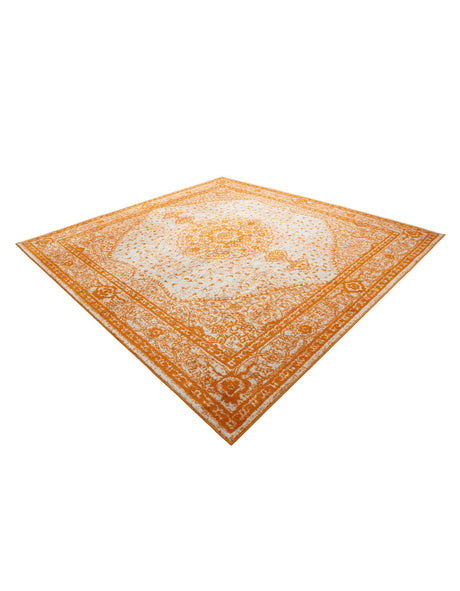 Orange 10' x 10' Bromley Square Area Rug 100% Polypropylene With Cotton Backing Vintage Distressed Colorful Traditional Carpet for Living Dining Rooms Offices for Sale at Rug Engine