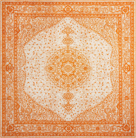 Orange 10' x 10' Bromley Square Area Rug 100% Polypropylene With Cotton Backing Vintage Distressed Colorful Traditional Carpet for Living Dining Rooms Offices for Sale at Rug Engine
