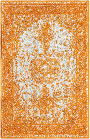 Orange 2' x 3' 1 Bromley Rectangle Area Rug 100% Polypropylene With Cotton Backing Vintage Distressed Colorful Traditional Carpet for Living Dining Rooms Offices for Sale at Rug Engine