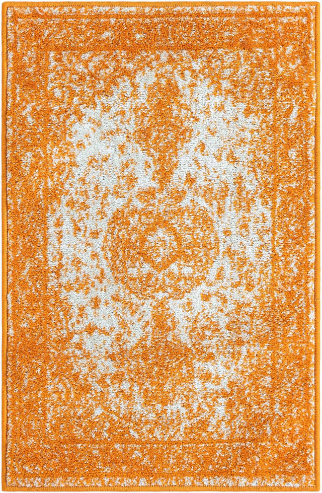 Orange 2' x 3' 1 Bromley Rectangle Area Rug 100% Polypropylene With Cotton Backing Vintage Distressed Colorful Traditional Carpet for Living Dining Rooms Offices for Sale at Rug Engine