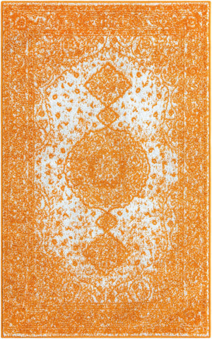 Orange 3' 1 x 5' 3 Bromley Rectangle Area Rug 100% Polypropylene With Cotton Backing Vintage Distressed Colorful Traditional Carpet for Living Dining Rooms Offices for Sale at Rug Engine