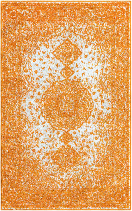 Orange 3' 1 x 5' 3 Bromley Rectangle Area Rug 100% Polypropylene With Cotton Backing Vintage Distressed Colorful Traditional Carpet for Living Dining Rooms Offices for Sale at Rug Engine