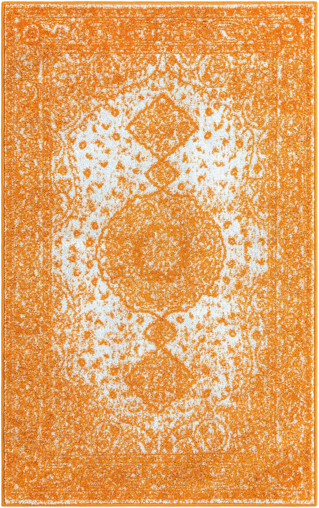 Orange 3' 1 x 5' 3 Bromley Rectangle Area Rug 100% Polypropylene With Cotton Backing Vintage Distressed Colorful Traditional Carpet for Living Dining Rooms Offices for Sale at Rug Engine