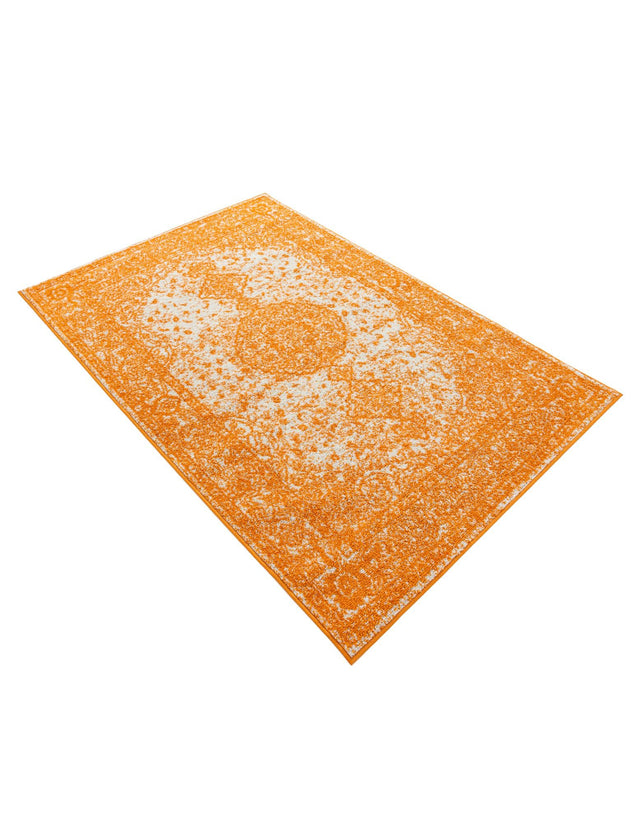 Orange 4' 1 x 6' 1 Bromley Rectangle Area Rug 100% Polypropylene With Cotton Backing Vintage Distressed Colorful Traditional Carpet for Living Dining Rooms Offices for Sale at Rug Engine