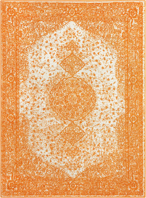 Orange 5' 3 x 7' 1 Bromley Rectangle Area Rug 100% Polypropylene With Cotton Backing Vintage Distressed Colorful Traditional Carpet for Living Dining Rooms Offices for Sale at Rug Engine