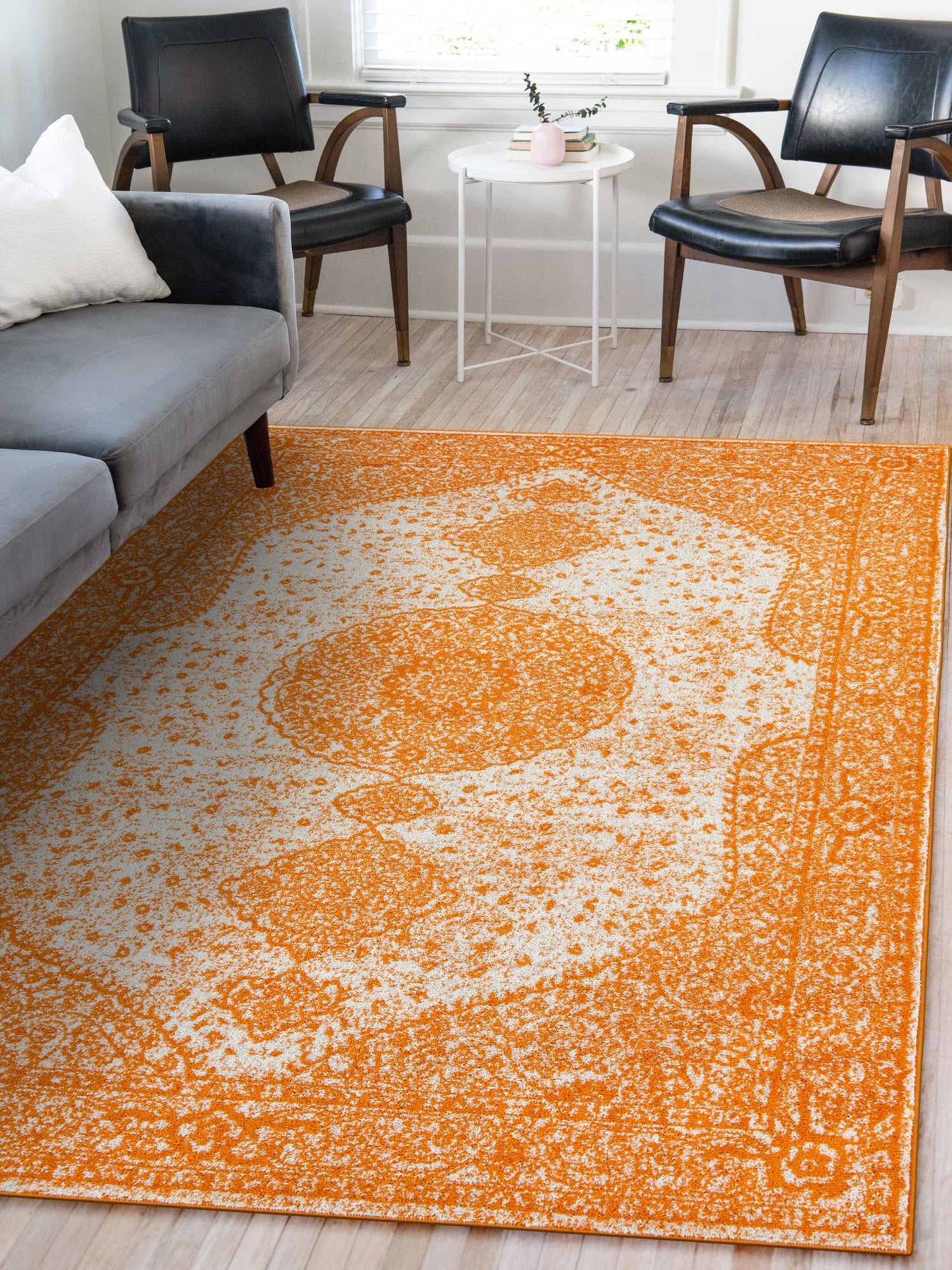 Orange 10' x 14' 1 Bromley Rectangle Area Rug 100% Polypropylene With Cotton Backing Vintage Distressed Colorful Traditional Carpet for Living Dining Rooms Offices for Sale at Rug Engine