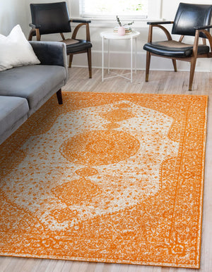 Orange 5' 3 x 7' 1 Bromley Rectangle Area Rug 100% Polypropylene With Cotton Backing Vintage Distressed Colorful Traditional Carpet for Living Dining Rooms Offices for Sale at Rug Engine
