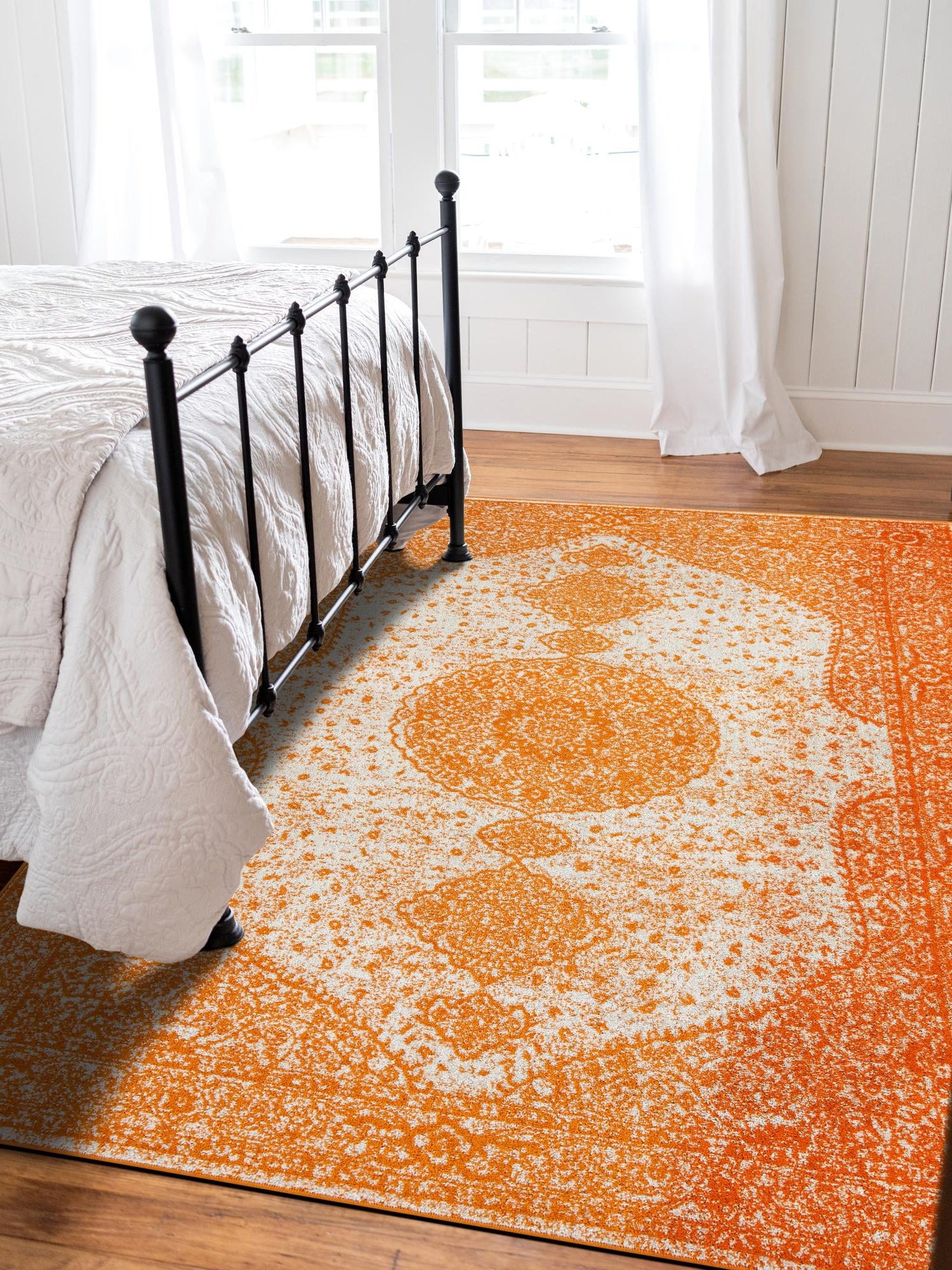 Orange 10' x 14' 1 Bromley Rectangle Area Rug 100% Polypropylene With Cotton Backing Vintage Distressed Colorful Traditional Carpet for Living Dining Rooms Offices for Sale at Rug Engine