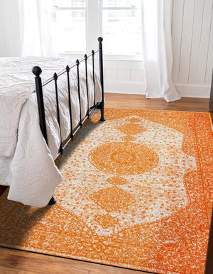 Orange 5' 3 x 7' 1 Bromley Rectangle Area Rug 100% Polypropylene With Cotton Backing Vintage Distressed Colorful Traditional Carpet for Living Dining Rooms Offices for Sale at Rug Engine