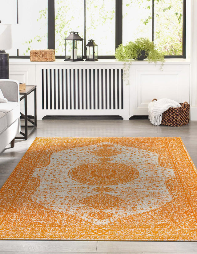 Orange 3' 1 x 5' 3 Bromley Rectangle Area Rug 100% Polypropylene With Cotton Backing Vintage Distressed Colorful Traditional Carpet for Living Dining Rooms Offices for Sale at Rug Engine