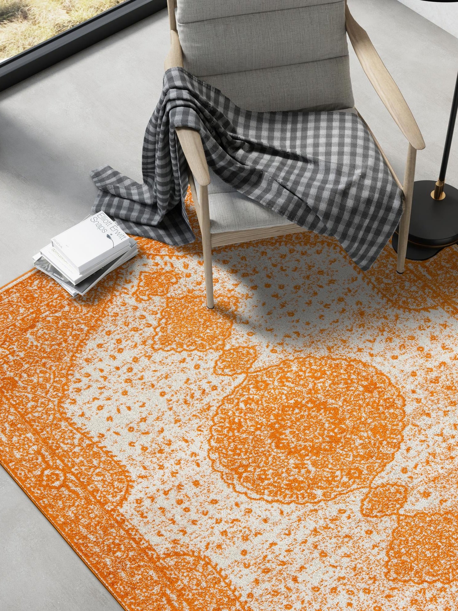 Orange 2' x 3' 1 Bromley Rectangle Area Rug 100% Polypropylene With Cotton Backing Vintage Distressed Colorful Traditional Carpet for Living Dining Rooms Offices for Sale at Rug Engine