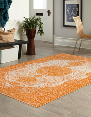 Orange 5' 3 x 7' 1 Bromley Rectangle Area Rug 100% Polypropylene With Cotton Backing Vintage Distressed Colorful Traditional Carpet for Living Dining Rooms Offices for Sale at Rug Engine