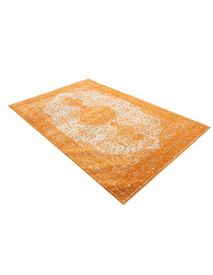Orange 5' 3 x 8' Bromley Rectangle Area Rug 100% Polypropylene With Cotton Backing Vintage Distressed Colorful Traditional Carpet for Living Dining Rooms Offices for Sale at Rug Engine