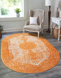 Orange 5' 3 x 8' Bromley Oval Area Rug 100% Polypropylene With Cotton Backing Vintage Distressed Colorful Traditional Carpet for Living Dining Rooms Offices for Sale at Rug Engine