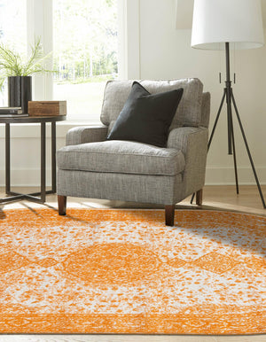 Orange 5' 3 x 8' Bromley Oval Area Rug 100% Polypropylene With Cotton Backing Vintage Distressed Colorful Traditional Carpet for Living Dining Rooms Offices for Sale at Rug Engine