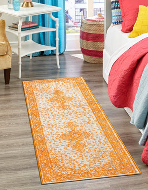 Orange 2' x 6' 1 Bromley Runner Area Rug 100% Polypropylene With Cotton Backing Vintage Distressed Colorful Traditional Carpet for Living Dining Rooms Offices for Sale at Rug Engine