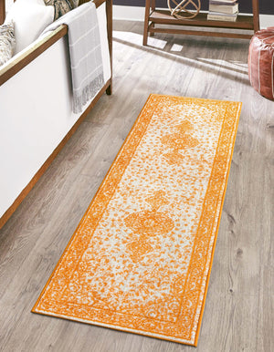 Orange 2' x 8' Bromley Runner Area Rug 100% Polypropylene With Cotton Backing Vintage Distressed Colorful Traditional Carpet for Living Dining Rooms Offices for Sale at Rug Engine