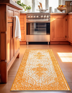 Orange 2' x 6' 1 Bromley Runner Area Rug 100% Polypropylene With Cotton Backing Vintage Distressed Colorful Traditional Carpet for Living Dining Rooms Offices for Sale at Rug Engine