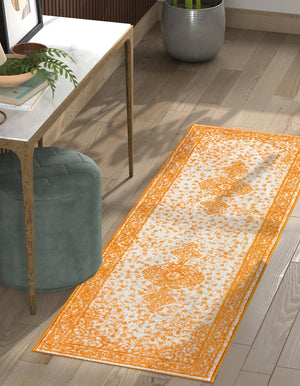 Orange 2' x 6' 1 Bromley Runner Area Rug 100% Polypropylene With Cotton Backing Vintage Distressed Colorful Traditional Carpet for Living Dining Rooms Offices for Sale at Rug Engine