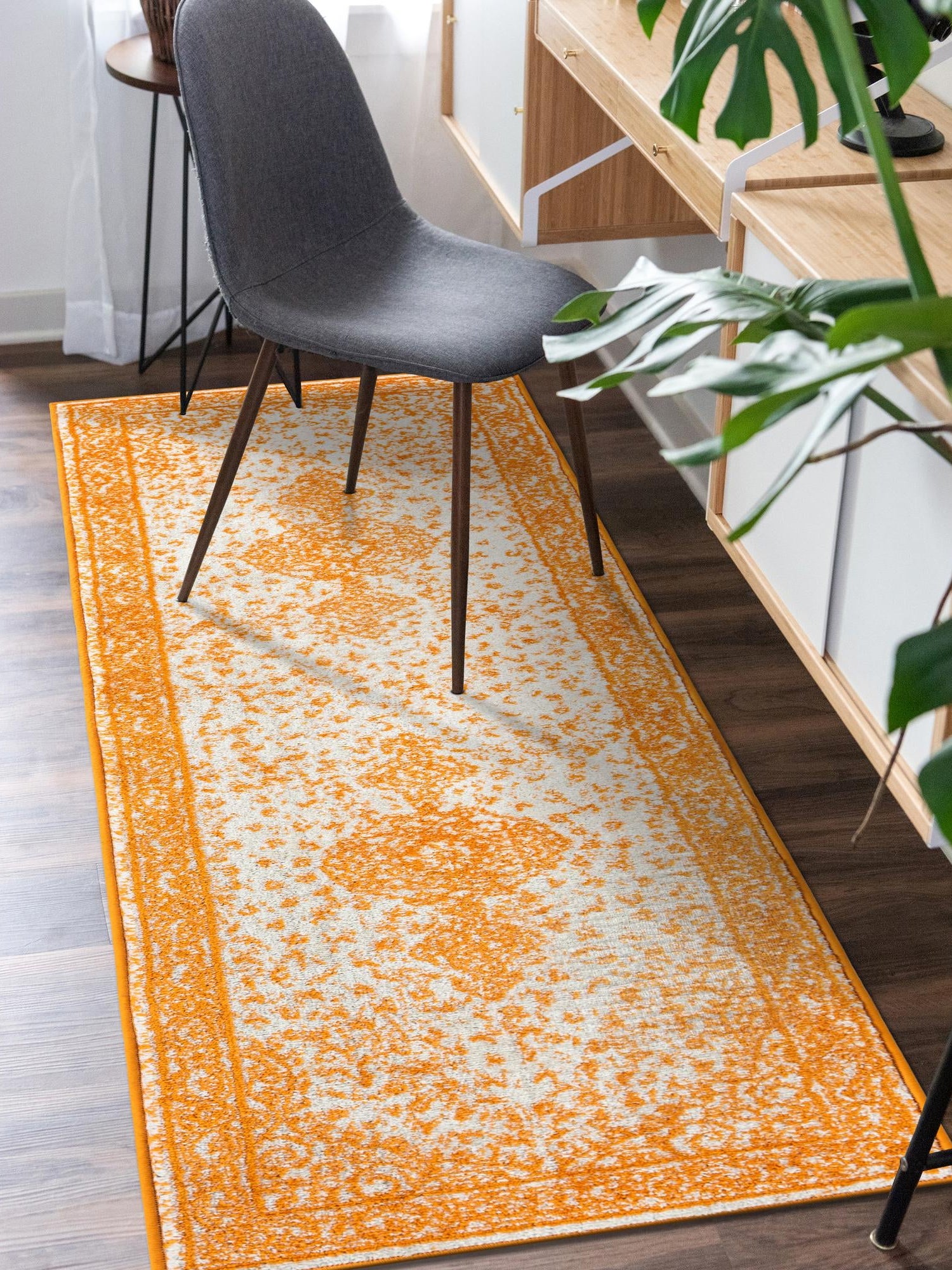 Orange 2' x 8' Bromley Runner Area Rug 100% Polypropylene With Cotton Backing Vintage Distressed Colorful Traditional Carpet for Living Dining Rooms Offices for Sale at Rug Engine