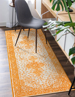 Orange 2' x 8' Bromley Runner Area Rug 100% Polypropylene With Cotton Backing Vintage Distressed Colorful Traditional Carpet for Living Dining Rooms Offices for Sale at Rug Engine