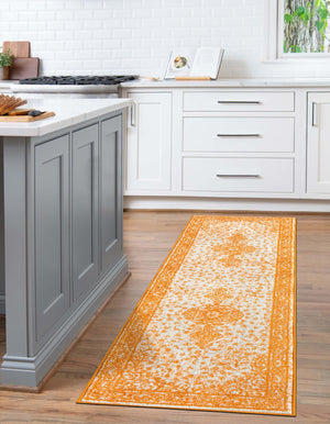 Orange 2' 7 x 12' Bromley Runner Area Rug 100% Polypropylene With Cotton Backing Vintage Distressed Colorful Traditional Carpet for Living Dining Rooms Offices for Sale at Rug Engine
