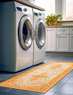 Orange 2' x 8' Bromley Runner Area Rug 100% Polypropylene With Cotton Backing Vintage Distressed Colorful Traditional Carpet for Living Dining Rooms Offices for Sale at Rug Engine