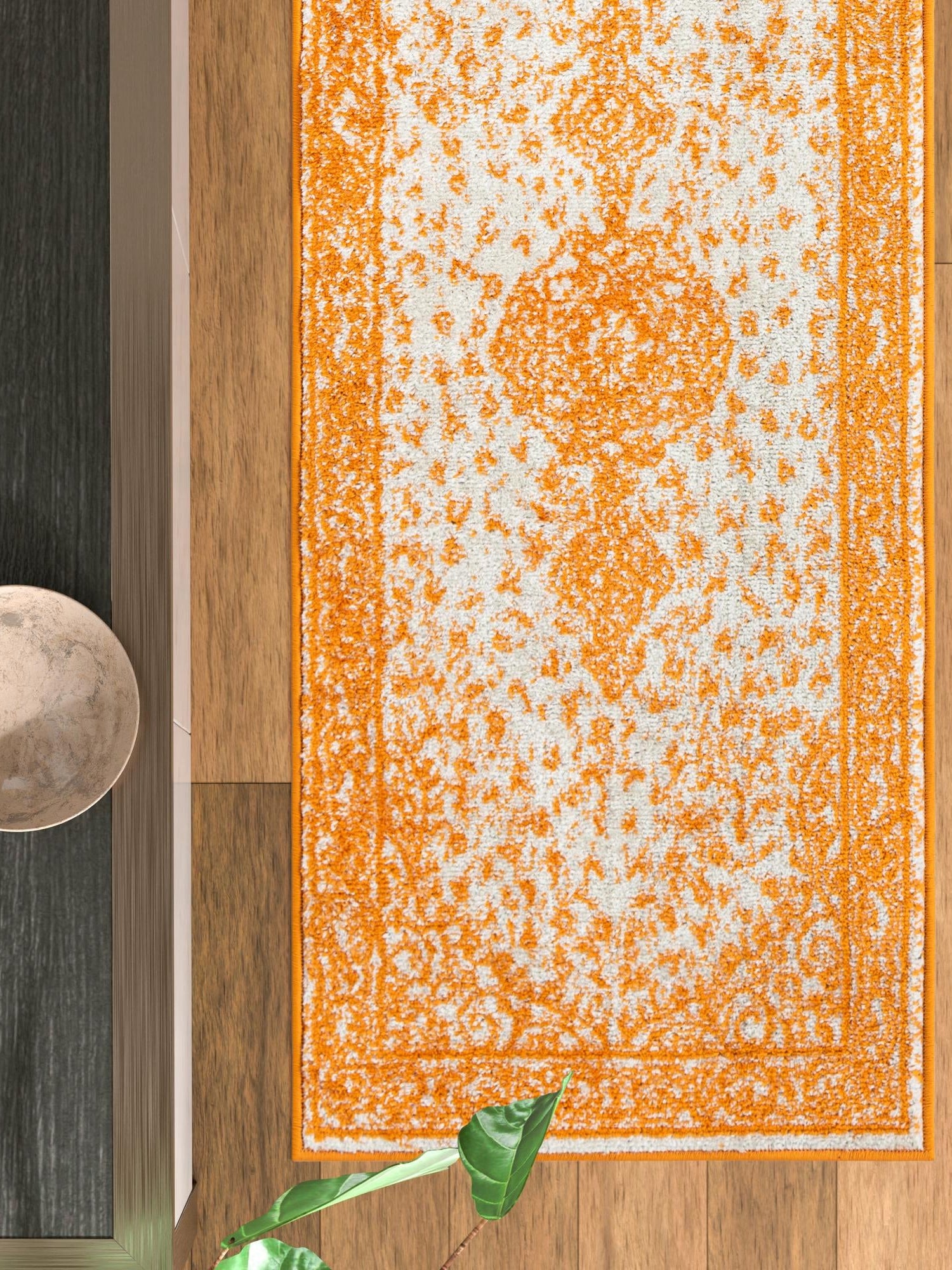 Orange 2' 7 x 10' Bromley Runner Area Rug 100% Polypropylene With Cotton Backing Vintage Distressed Colorful Traditional Carpet for Living Dining Rooms Offices for Sale at Rug Engine