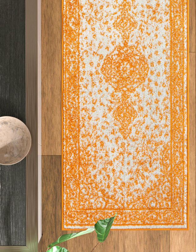 Orange 2' x 8' Bromley Runner Area Rug 100% Polypropylene With Cotton Backing Vintage Distressed Colorful Traditional Carpet for Living Dining Rooms Offices for Sale at Rug Engine