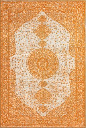 Orange 6' 1 x 9' Bromley Rectangle Area Rug 100% Polypropylene With Cotton Backing Vintage Distressed Colorful Traditional Carpet for Living Dining Rooms Offices for Sale at Rug Engine