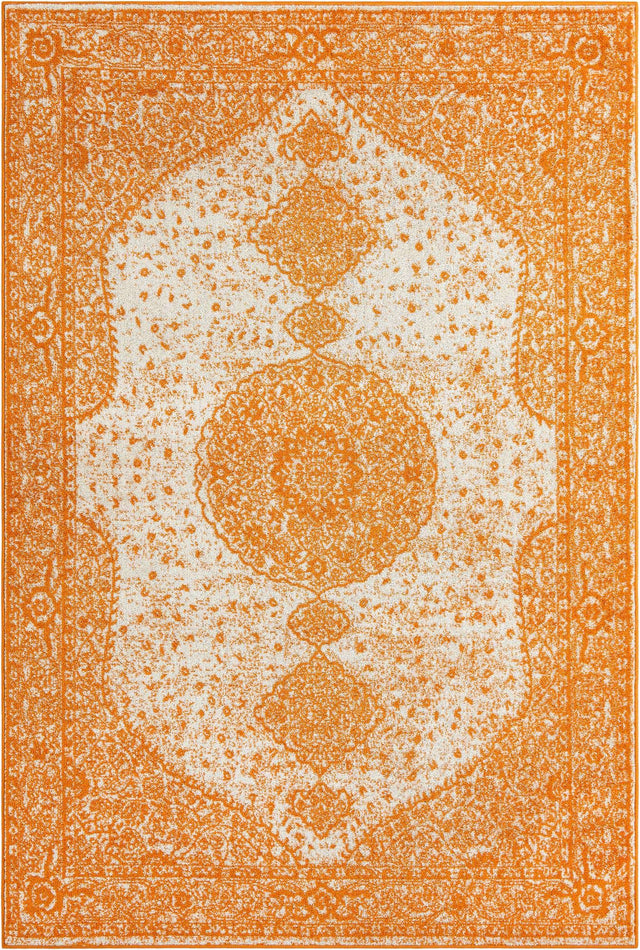 Orange 6' 1 x 9' Bromley Rectangle Area Rug 100% Polypropylene With Cotton Backing Vintage Distressed Colorful Traditional Carpet for Living Dining Rooms Offices for Sale at Rug Engine