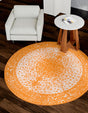Orange 10' x 10' Bromley Round Area Rug 100% Polypropylene With Cotton Backing Vintage Distressed Colorful Traditional Carpet for Living Dining Rooms Offices for Sale at Rug Engine
