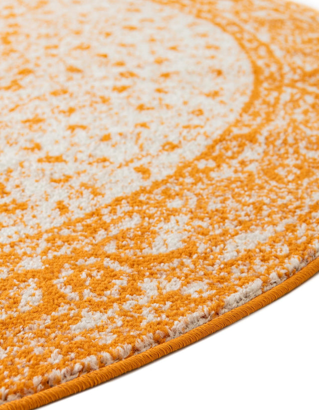 Orange 5' 3 x 5' 3 Bromley Round Area Rug 100% Polypropylene With Cotton Backing Vintage Distressed Colorful Traditional Carpet for Living Dining Rooms Offices for Sale at Rug Engine