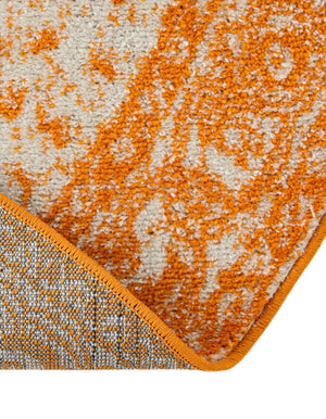 Orange 5' 3 x 5' 3 Bromley Round Area Rug 100% Polypropylene With Cotton Backing Vintage Distressed Colorful Traditional Carpet for Living Dining Rooms Offices for Sale at Rug Engine