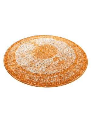 Orange 7' 10 x 7' 10 Bromley Round Area Rug 100% Polypropylene With Cotton Backing Vintage Distressed Colorful Traditional Carpet for Living Dining Rooms Offices for Sale at Rug Engine