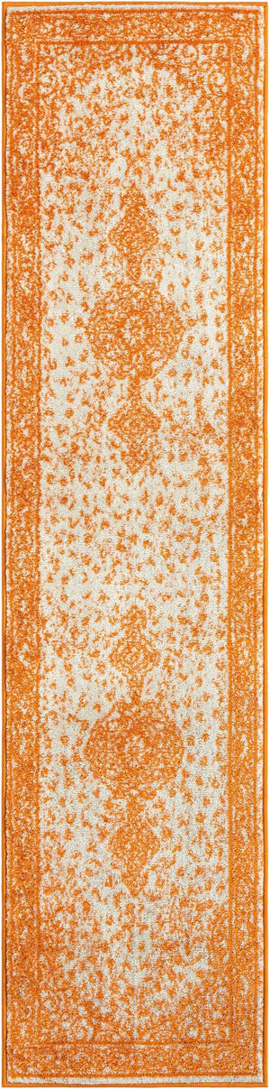 Orange 2' x 8' Bromley Runner Area Rug 100% Polypropylene With Cotton Backing Vintage Distressed Colorful Traditional Carpet for Living Dining Rooms Offices for Sale at Rug Engine
