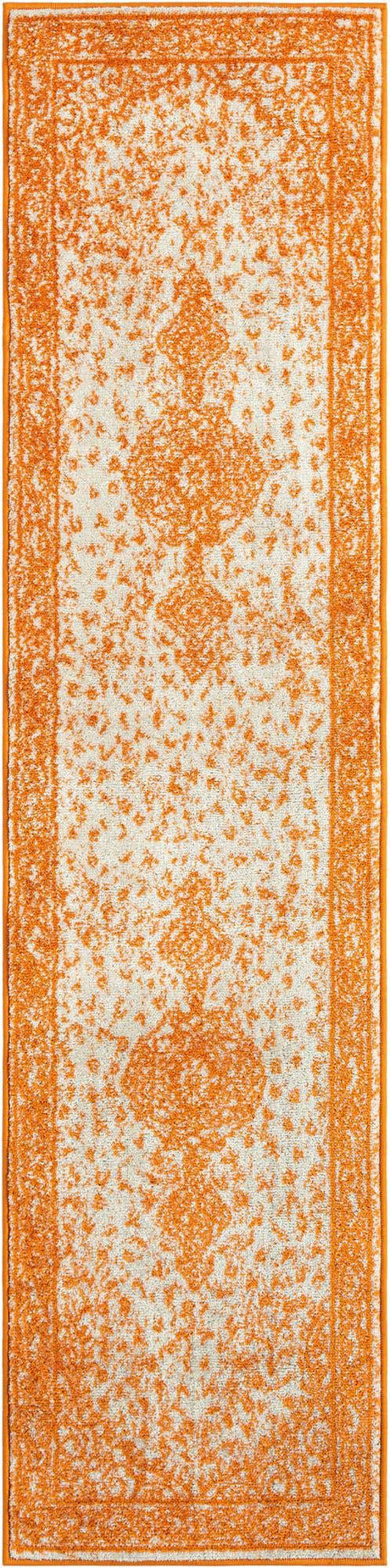 Orange 2' x 8' Bromley Runner Area Rug 100% Polypropylene With Cotton Backing Vintage Distressed Colorful Traditional Carpet for Living Dining Rooms Offices for Sale at Rug Engine