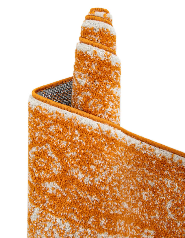 Orange 7' 10 x 7' 10 Bromley Square Area Rug 100% Polypropylene With Cotton Backing Vintage Distressed Colorful Traditional Carpet for Living Dining Rooms Offices for Sale at Rug Engine