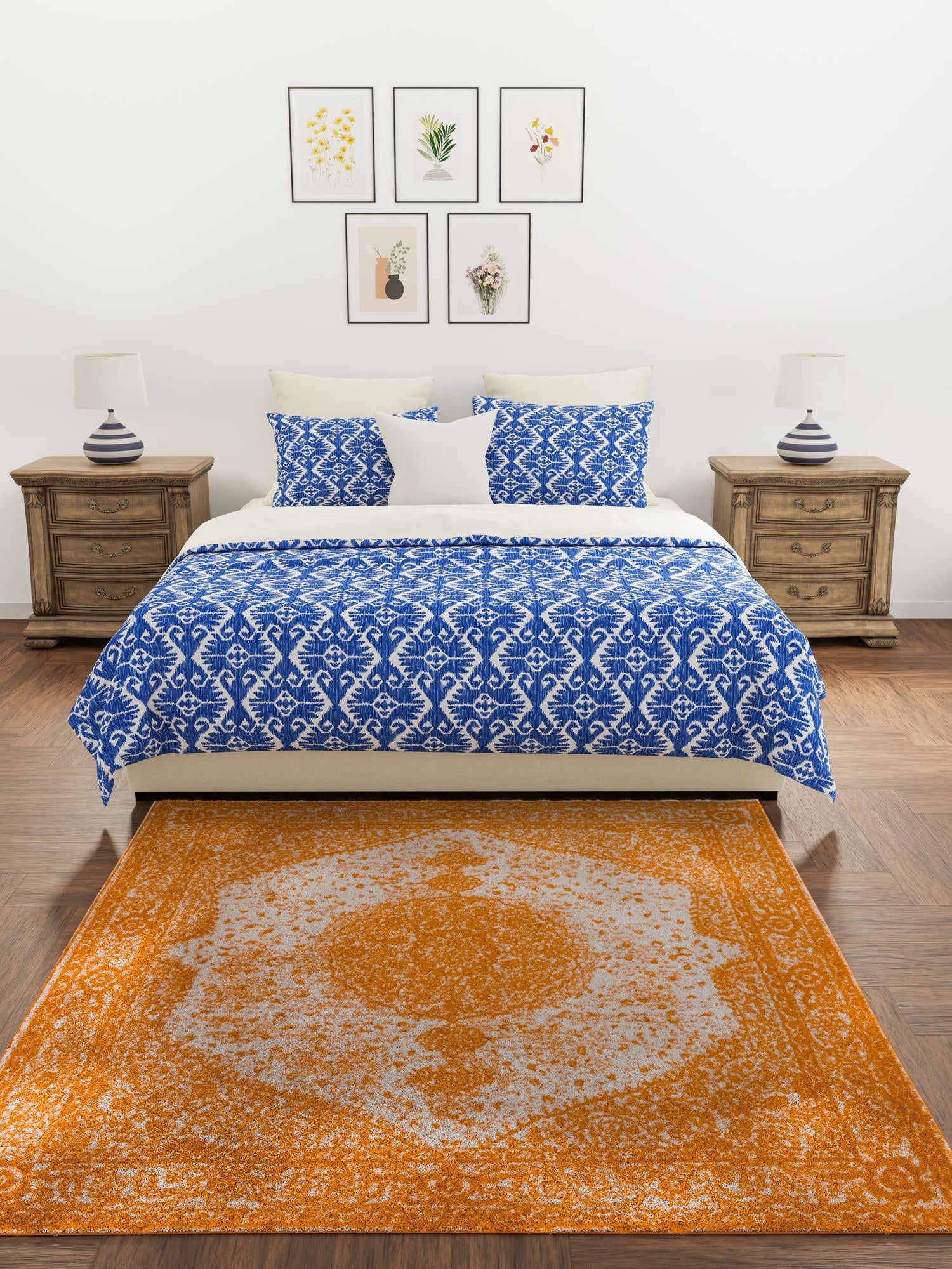 Orange 10' x 10' Bromley Square Area Rug 100% Polypropylene With Cotton Backing Vintage Distressed Colorful Traditional Carpet for Living Dining Rooms Offices for Sale at Rug Engine