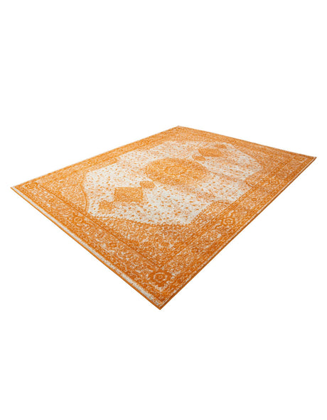 Orange 7' 10 x 10' Bromley Rectangle Area Rug 100% Polypropylene With Cotton Backing Vintage Distressed Colorful Traditional Carpet for Living Dining Rooms Offices for Sale at Rug Engine